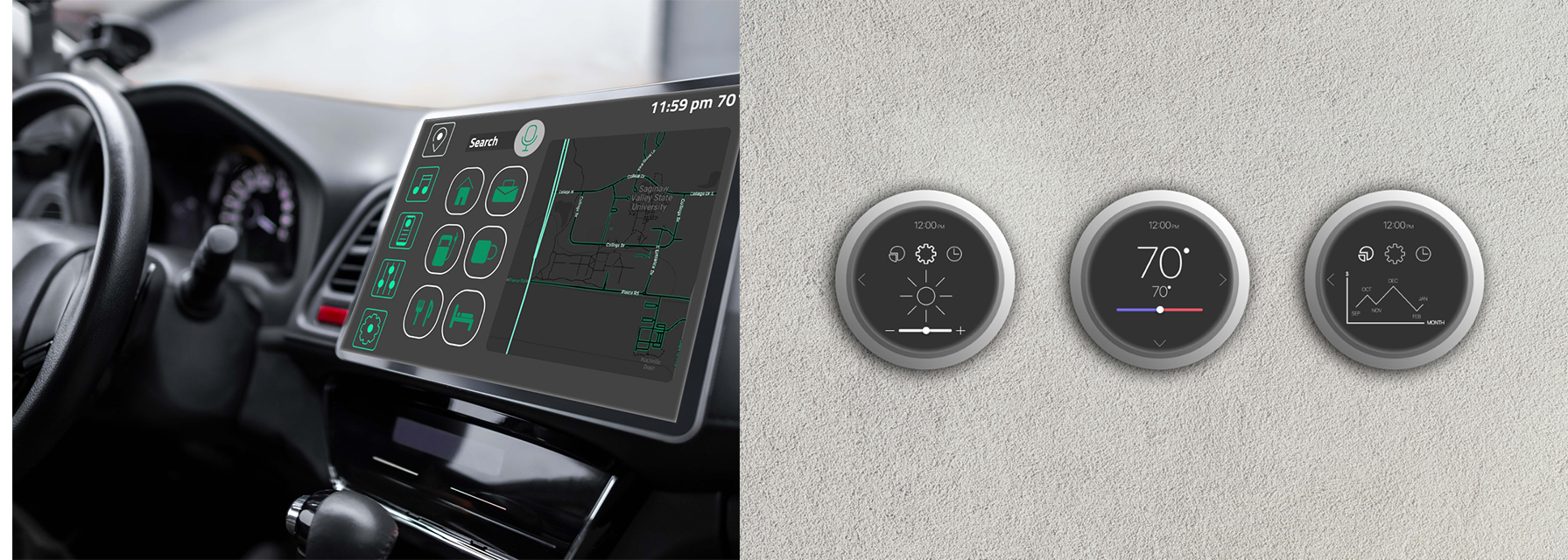 image 1 car screen image 2: 3 thermostat buttons